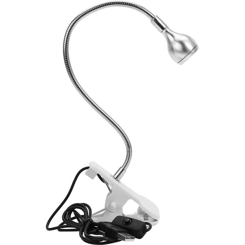 Klemmleuchte, Tragbare, Flexible Schwanenhals-usb-led-leselampe, Tisch- Und Computerklemme, Kaltweißes Bettlicht, Klemm-schreibtischlampe (silber)
