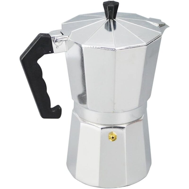 Espressokanne, Italienische Kaffeemaschine, 6 Tassen, Espressokanne, Für Gas- Und Keramikkochfelder, 300 Ml, Aluminium, Silber
