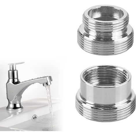 Zwei Silberne Metall-wasserhahnadapter (m16 Innengewinde Auf M22 Außengewinde / M16 Außengewinde Auf M22 Außengewinde) Eignen Sich Zum Anschluss Von Wasserhahn-luftsprudlern.