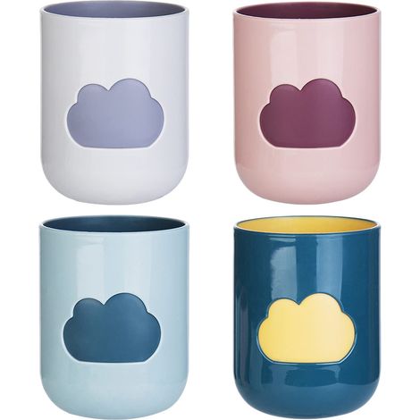 4er-set Zahnbürstenbecher, Mundwasserbecher, Reisebecher, Mundwasserbecher, Wolkenmuster-design Für Picknicks, Outdoor-aktivitäten Und Familienfeiern (4 Farben)