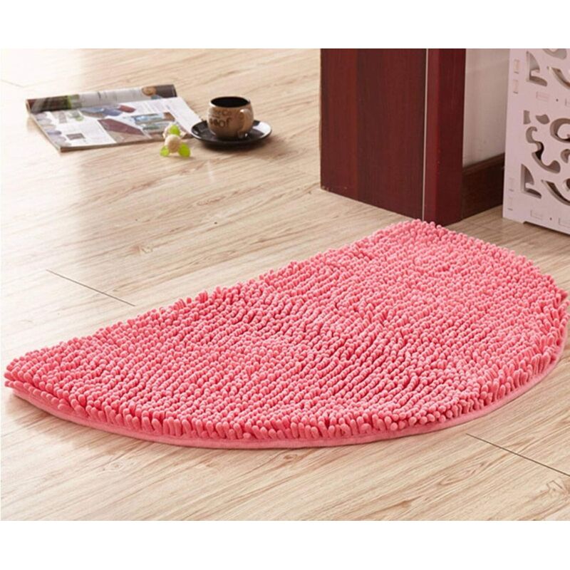 Halbkreisförmige Badematte, Weiche, Saugfähige Chenille-badematte, Rutschfest, Maschinenwaschbar – Rosa – 60 X 90 Cm – Fei Yu