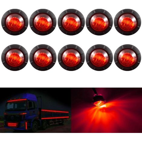 3/4" Runde Led-blinker Vorne, Hinten, Seitlich, Wasserdicht, Bullet-positionsleuchte, 12v, Für Auto, Lkw (rouge)