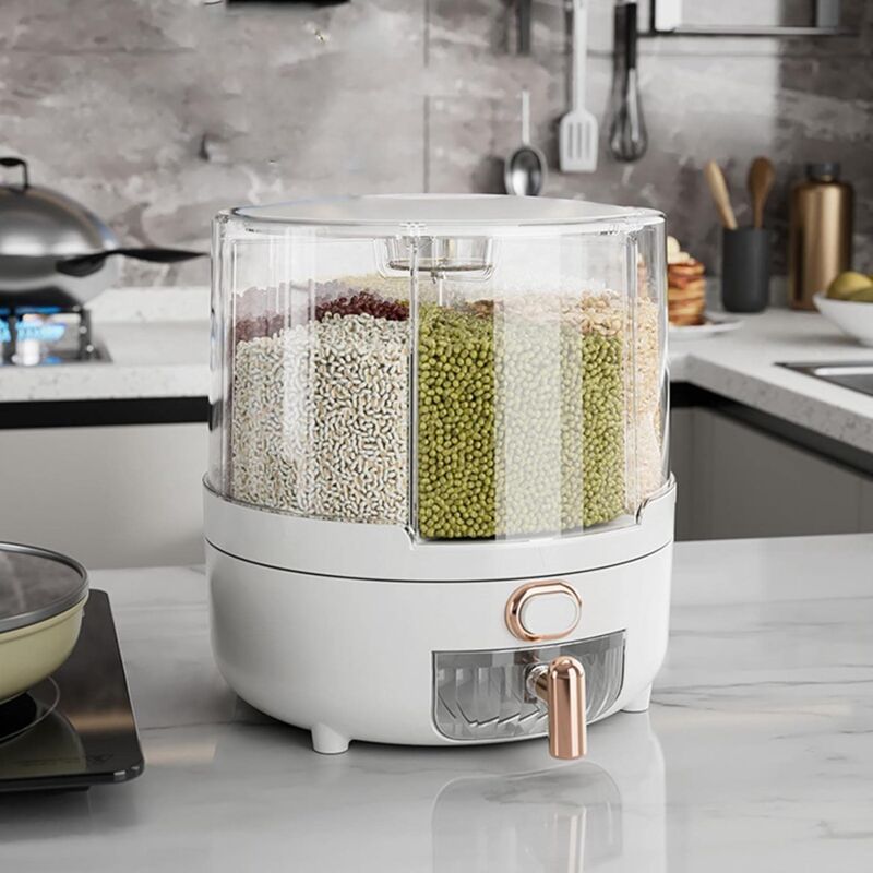 Müsli-aufbewahrungsbox, Leicht, 6 Fächer, Intelligente Portionierung, 360° Drehbarer Spender (m)