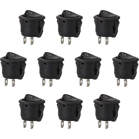 10 Stück Runde Kippschalter Mit Rastfunktion (spst-taster), 2-polig, Wechselstrom 6 A/125 V, 3 A/250 V, Für Auto, Lkw, Boot