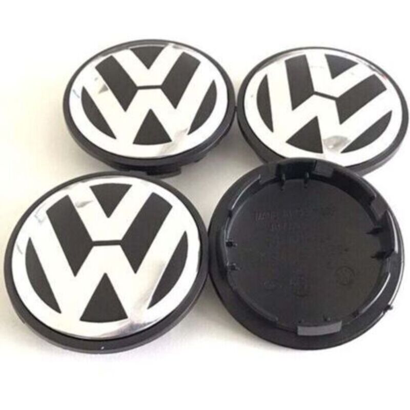 Radnabenkappen Für Volkswagen 65 Mm – 4er-set – Schwarz/chrom – Pc+abs – Staub- Und Schmutzschutz – 3b7601171