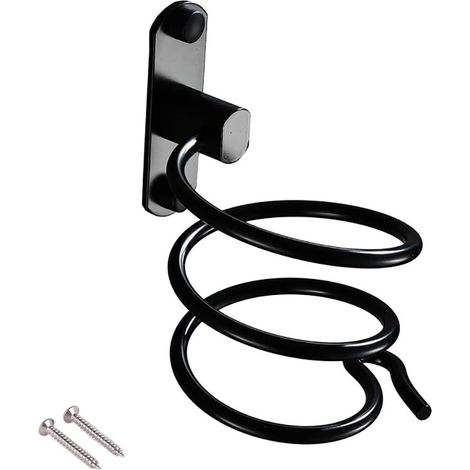 Wandmontierte Haartrocknerhalterung Mit Bohrvorrichtung Für Hotel, Badezimmer, Wc, Friseursalon, Aluminium, Matte Oberfläche, Schwarz, 2 Stück.