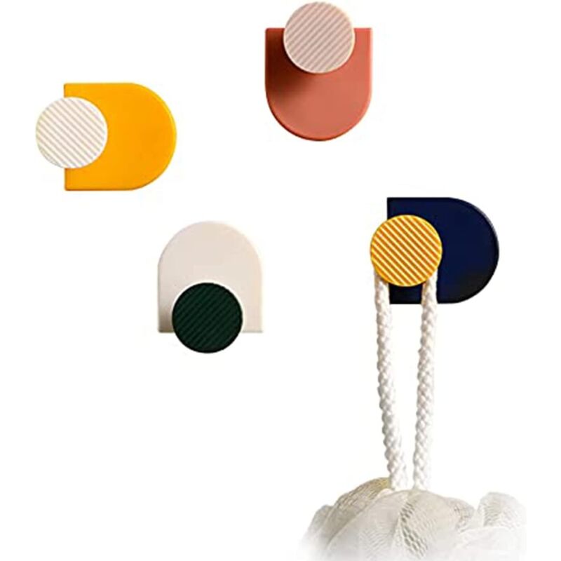 Bunte, Selbstklebende Haken, Robuste Handtuchhaken, Selbstklebende Kunststoffhaken Für Wandhaken, Selbstklebend, Für Umkleideraum, Badezimmer, Küche, Zuhause, 4 Stück