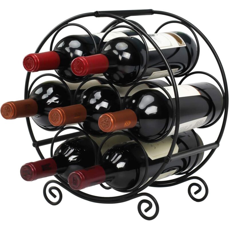 Weinregal, Flaschenhalter, Rund, Aufbewahrungsregal Für 7 Flaschen, Schwarz