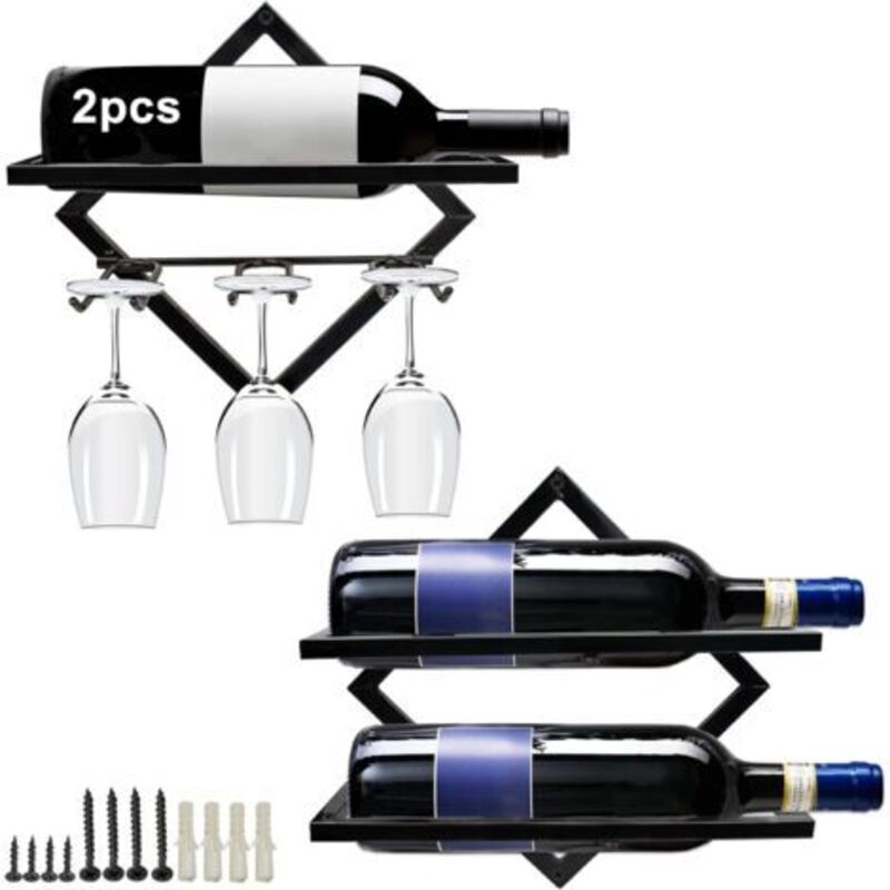 Wandmontierte Weinflaschenregale Aus Metall, Faltbarer Weinregal-organizer, Weinregal (2 Modelle)