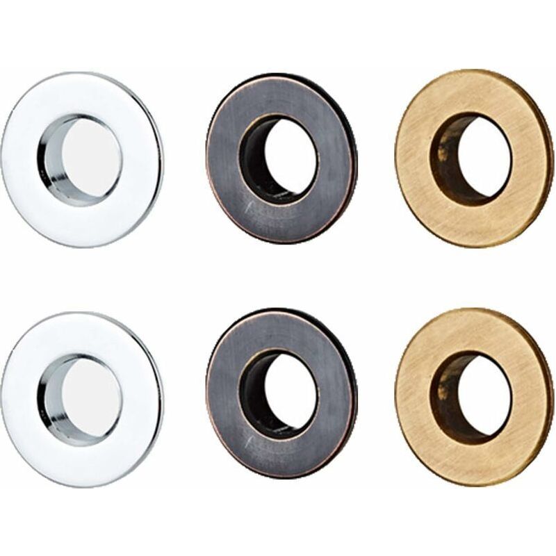 Set Mit 6 Überlaufringen Aus Messing – Chrom-finish Und Schwarze Patina – 30 Mm Durchmesser Für Badezimmer- Oder Küchenspülen