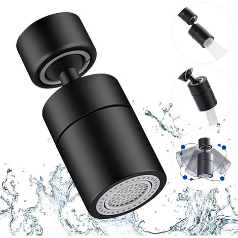 Universeller Wasserhahn-luftsprudler, Schwarzer Wasserhahn-luftsprudler, 360° Drehbarer Filteradapter, Wassersparend, Zwei Sprühmodi: Spritzschutz Und Entkalkung, Geeignet Für Küchen Und Badezimmer