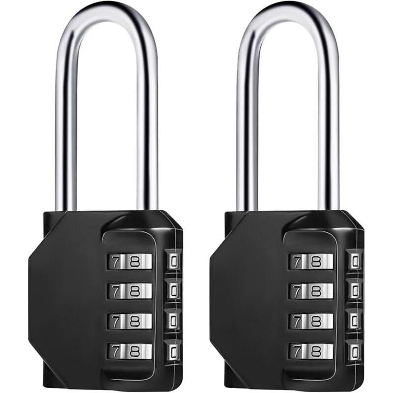 Stück (schwarz) Langes 4-stelliges Zahlenschloss, Rostfreies Zahlenschloss Aus Zinklegierung Für Kleiderschrank, Fitnessstudio, Garage
