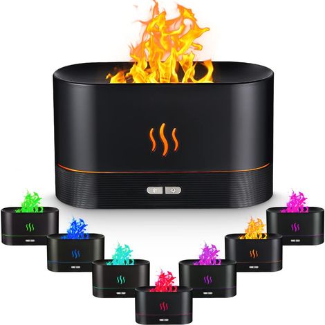 Ätherisches Öl-diffusor, 180 Ml, 7 Farben Mit Flammeneffekt, Leiser Aromatherapie-luftbefeuchter Für Büro, Yoga, Automatische Abschaltung Bei Wassermangel