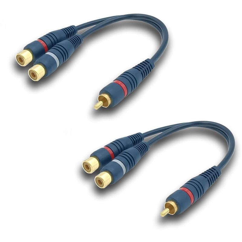 Rca-y-splitterkabel, 1 Stecker Auf 2 Buchsen – 15 Cm – Vergoldete Anschlüsse – Kupferabschirmung Für Weniger Störungen – 2er-pack
