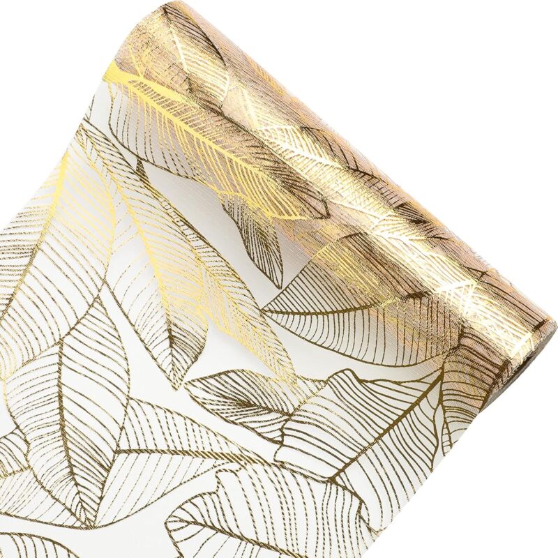 Goldener Tischläufer Mit Netz, 28 Cm X 275 Cm, Glänzender Organza-tischläufer Mit Netz Und Blattgoldband