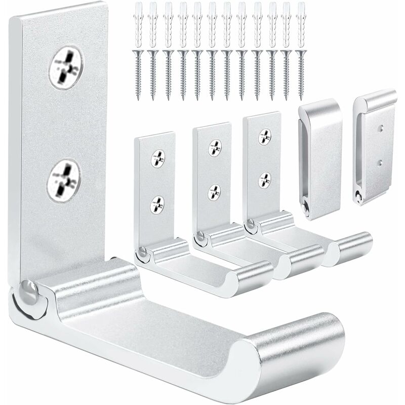 Klappbare Wandhaken, Klappbare Aluminiumhaken Zum Aufhängen Von Kleidung, Klappbare Kleiderhaken, Wandhandtuchhaken Für Das Badezimmer, Wandhelmhaken (silber, 6 Stück)