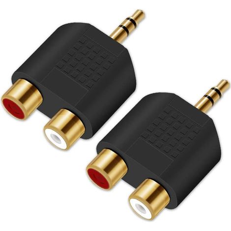 Vergoldeter 3,5-mm-klinkenstecker Auf Cinch-splitter-adapter, 3,5-mm-stereo-stecker Auf 2 Cinch-buchsen Y-stecker-audiokonverter (2er-pack)