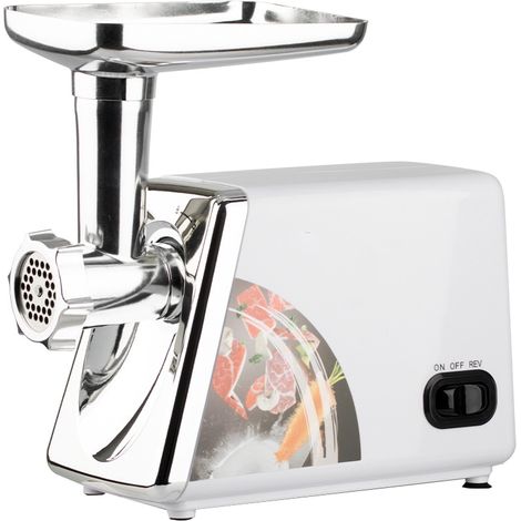 Fleischwolf, 2500 W, Edelstahlklinge, 3 Siebe, Vollautomatisch, Weiß