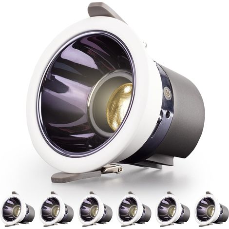 6er-pack Led-einbaustrahler Für Badezimmer, 7 W, 700 Lm (entspricht 70 W Glühlampe), Schutzart Ip44, Warmweiß 3000 K, Wechselstrom 220–240 V, Ausschnitt 70–75 Mm, Ultraflache Runde Deckeneinbaustrahle