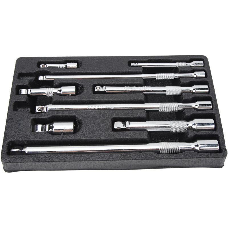 Set Mit 9 Schwenkbaren Verlängerungsstangen Mit 1/4", 3/8" Und 1/2" Antriebsoptionen Sowie Aufbewahrungsschale