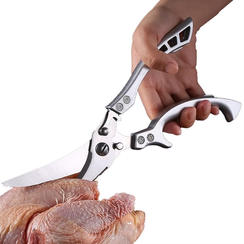 Küchenschere Aus Edelstahl – Scharfe Klingen Für Hähnchen, Geflügel, Fisch Und Fleisch – Ergonomische Griffe, 25 Cm