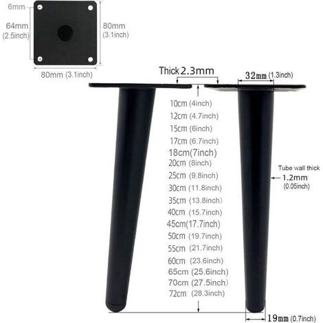 Set Mit 4 Tischbeinen Aus Metall, 30 Cm Lang, Für Moderne Möbel: Kommoden, Kleiderschränke, Schreibtische, Hocker, Stühle. Ersatz-möbelbeine, Tragkraft Bis 800 Kg.