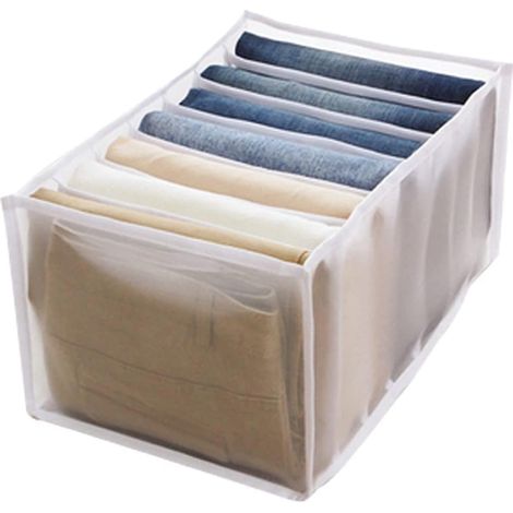 Aufbewahrungsbox Mit Schublade Und Fächern Für Jeans, Kleiderschrank, Schublade, Drahtgitter-trennwand, Jeans, Weiß, 7 Fächer (2 Stück)