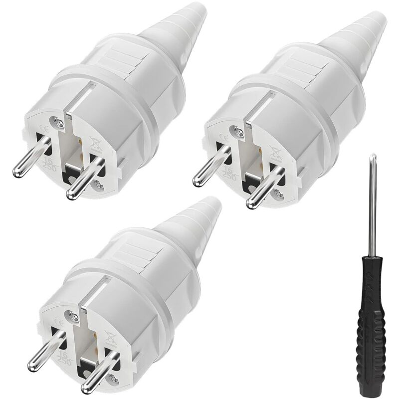 Schutzkontaktstecker Mit Verdrehschutz, 250 V (16 A), Wasserbeständig Und Langlebig, Ip44, Weiß.