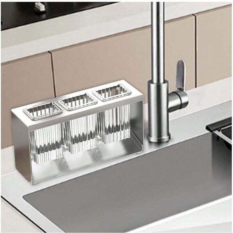 Küchenutensilienhalter Für Die Arbeitsplatte, Besteckkasten Mit 3 Fächern, Küchenorganizer, Besteckhalter, Löffel, Pfannenwender, Gabel