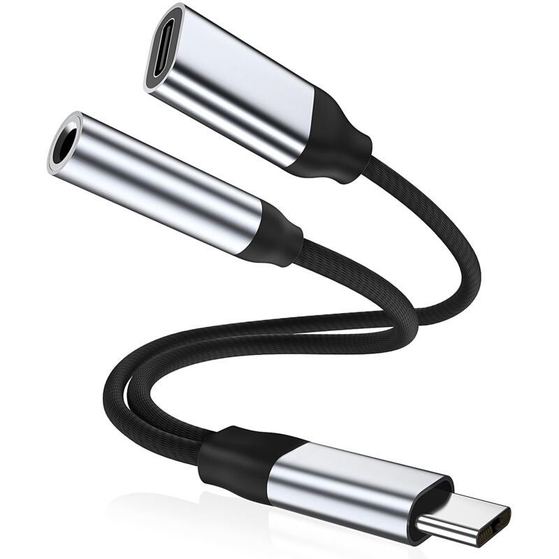 2-in-1 Usb-c-auf-3,5-mm-klinkenadapter – Gleichzeitiges Laden Und Audiowiedergabe – 24-bit/96-khz-high-fidelity-dac – Kompatibel Mit Samsung, Google Und Huawei