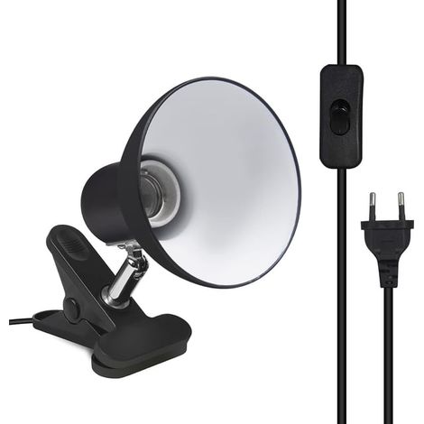 E27-klemmleuchte Mit Europäischem Stecker Und Schalter, Um 270 Grad Drehbarer Edison-schraubsockel, Fassung Für Schreibtischlampe (schwarz - Leuchtmittel Nicht Enthalten)