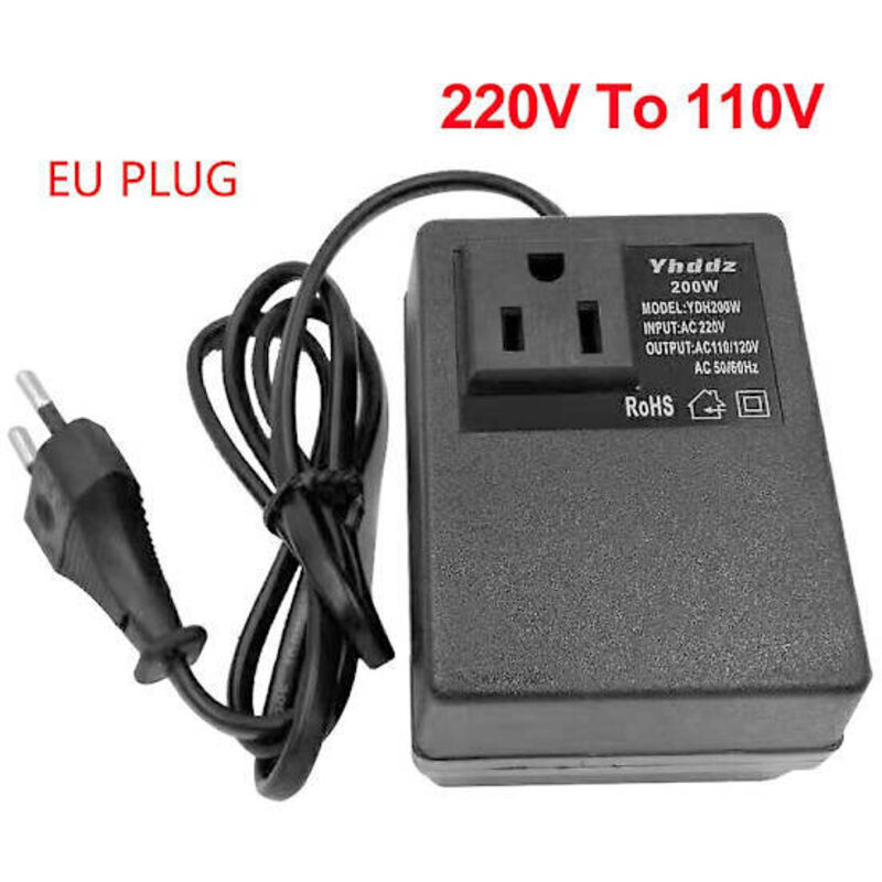 200-w-spannungswandler, 220-v-auf-110-v-abwärtstransformator, Reiseadapter, Adapter Für Europäische Stecker