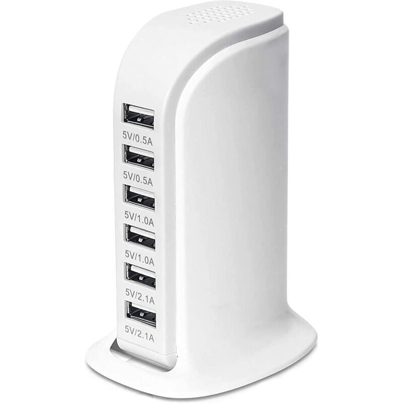 Usb-ladestation. 30-w-usb-ladehub Mit 6 Ports. Mehrfach-usb-ladegerät Mit Intelligenter Erkennung. Kompatibel Mit Iphone, Galaxy, Ipad, Tablets Und Anderen Usb-ladegeräten.