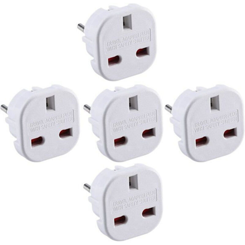 5er-pack Reiseadapter: Adapter Von Großbritannien Auf Europa (europäische Standards Typ C, E Und F)