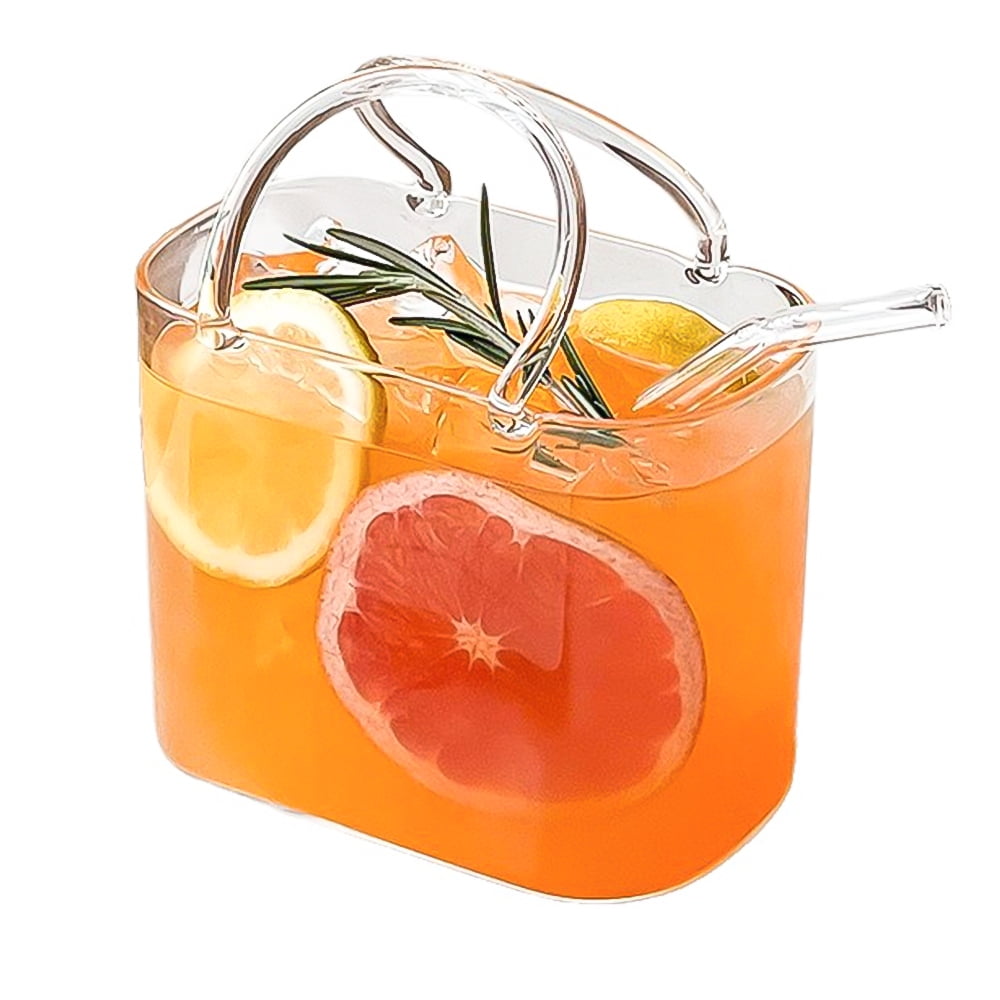 Tragbares, Handtaschenförmiges Cocktailglas, Witziges Wein- Und Obstglas, Taschenförmiges Glas Mit Strohhalm