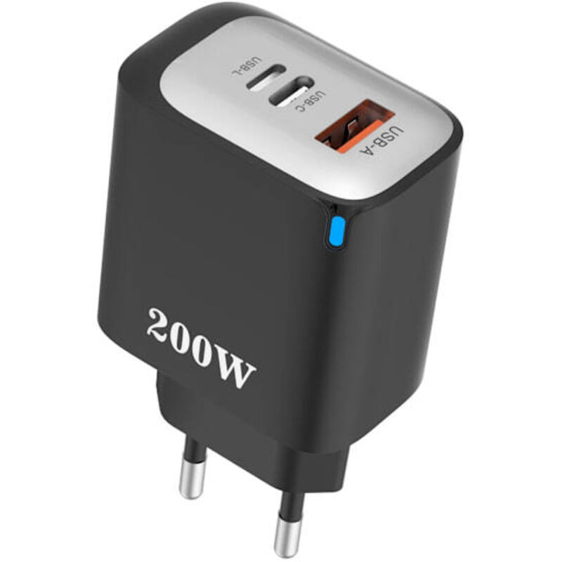 Tragbarer 200-w-schnellladeadapter, Kompatibel Mit Usb-c, Usb-a Und Usb-l, Mit Intelligenter Leistungsanpassung, Ideal Für Reisen.