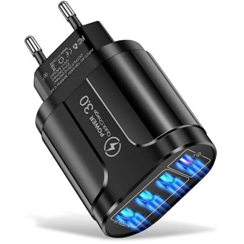 Schnelllade-wandladegerät Mit Qc 3.0, 4 Usb-anschlüssen, 45 W, Kompatibel Mit Iphone 15/14, Samsung, Xiaomi Und Anderen Smartphones, 4-port-netzteil Mit Europäischem Standardstecker, Standard-reiselad