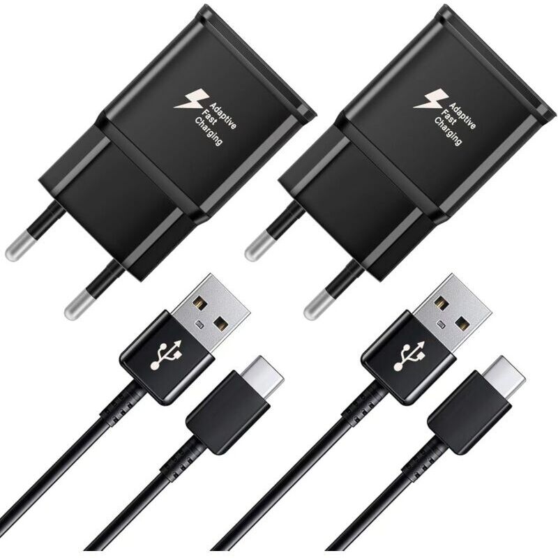 Schnellladegerät Im 2er-pack. 1,2 M Kabel. Kompatibel Mit Samsung Galaxy S22, S21, S20, S8, S10, S9 Plus, Note 7, 8, 9, 10, A53, Lg Und Htc. 2er-pack, Schwarz.
