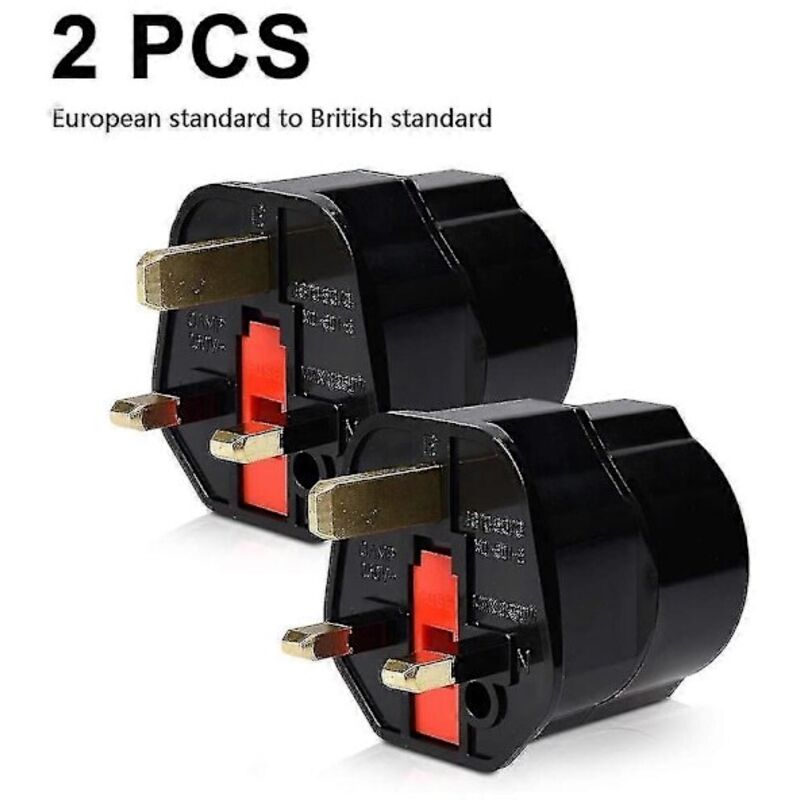 Reiseadapter Für Großbritannien – Europäischer Standard Auf Britischer Reisestromadapter – Schwarze Und Rote Reisestecker