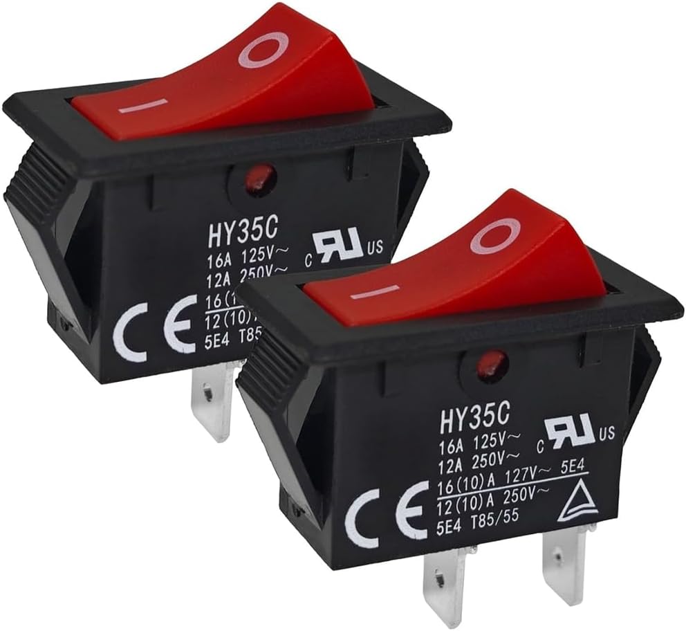 Hy35c Drucktaster (2er-pack) – 2-poliger Ac 125/250 V 16/12 A Ein/aus-wippschalter Für Industrielle Anwendungen