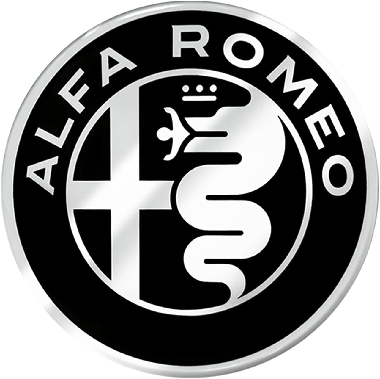 Zwei Alfa Romeo Logos, 74 Mm, Schwarz Und Silber, Für Gt, 147, 159, Mito, Giulietta Und Motorhaube.