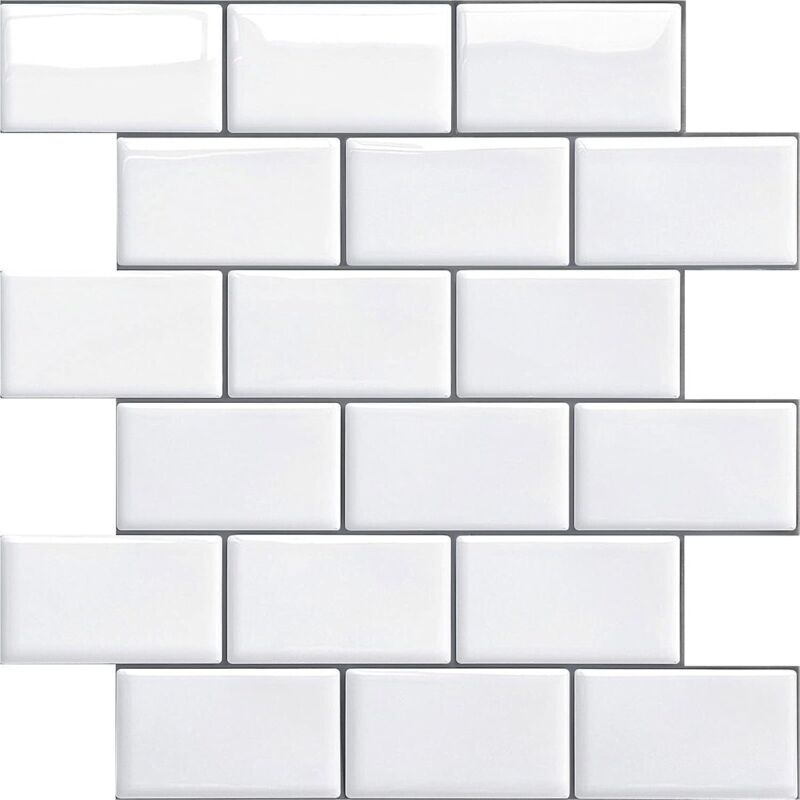 Selbstklebende Spritzschutzfliesen Für Küche Und Bad. Weiße, Wasserfeste 3d-metro-wandfliesen Aus Pvc. 4er-pack (weiß, 4 Platten).
