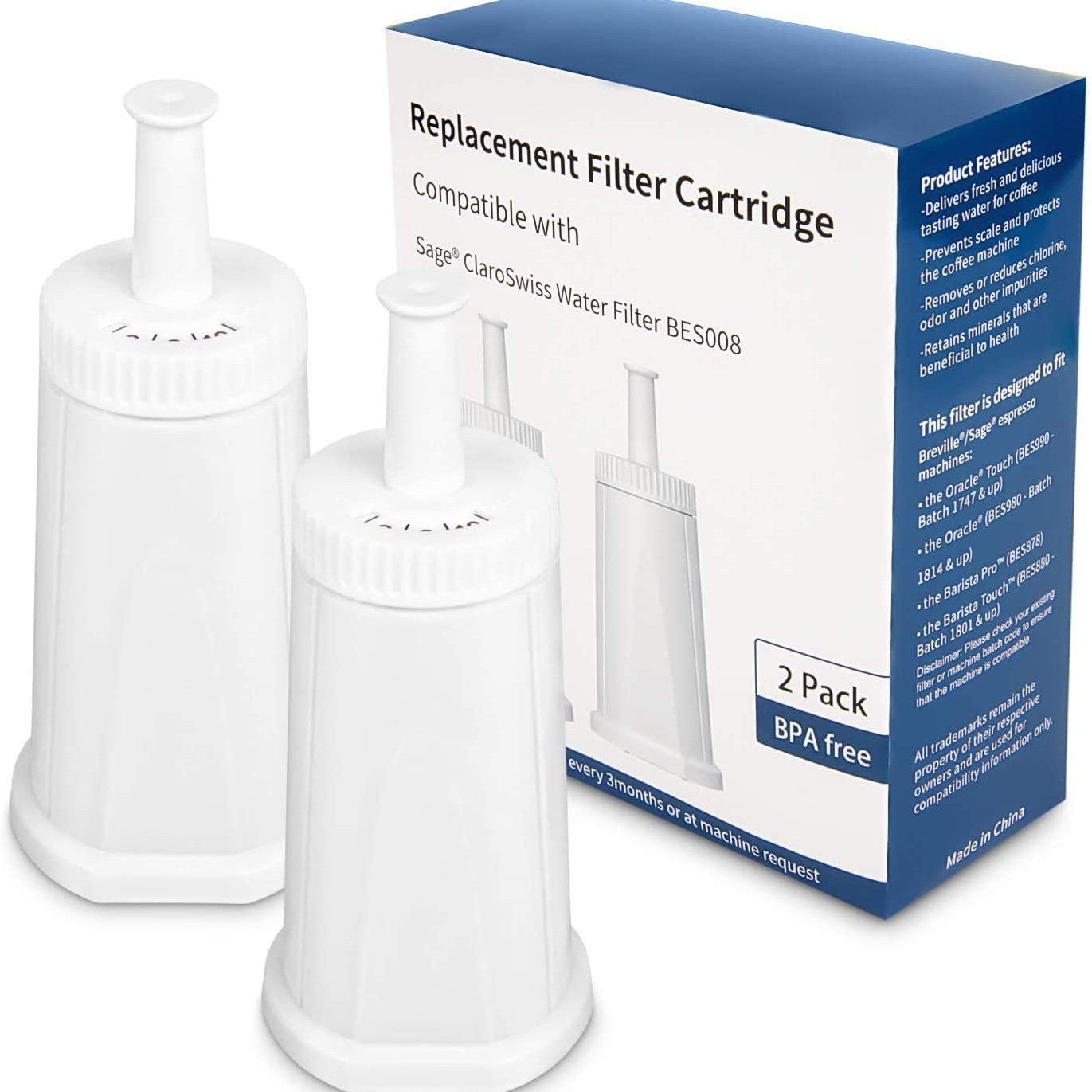 6er-pack Kaffeefilter Für Sage 990, Wasserfilter Bes008