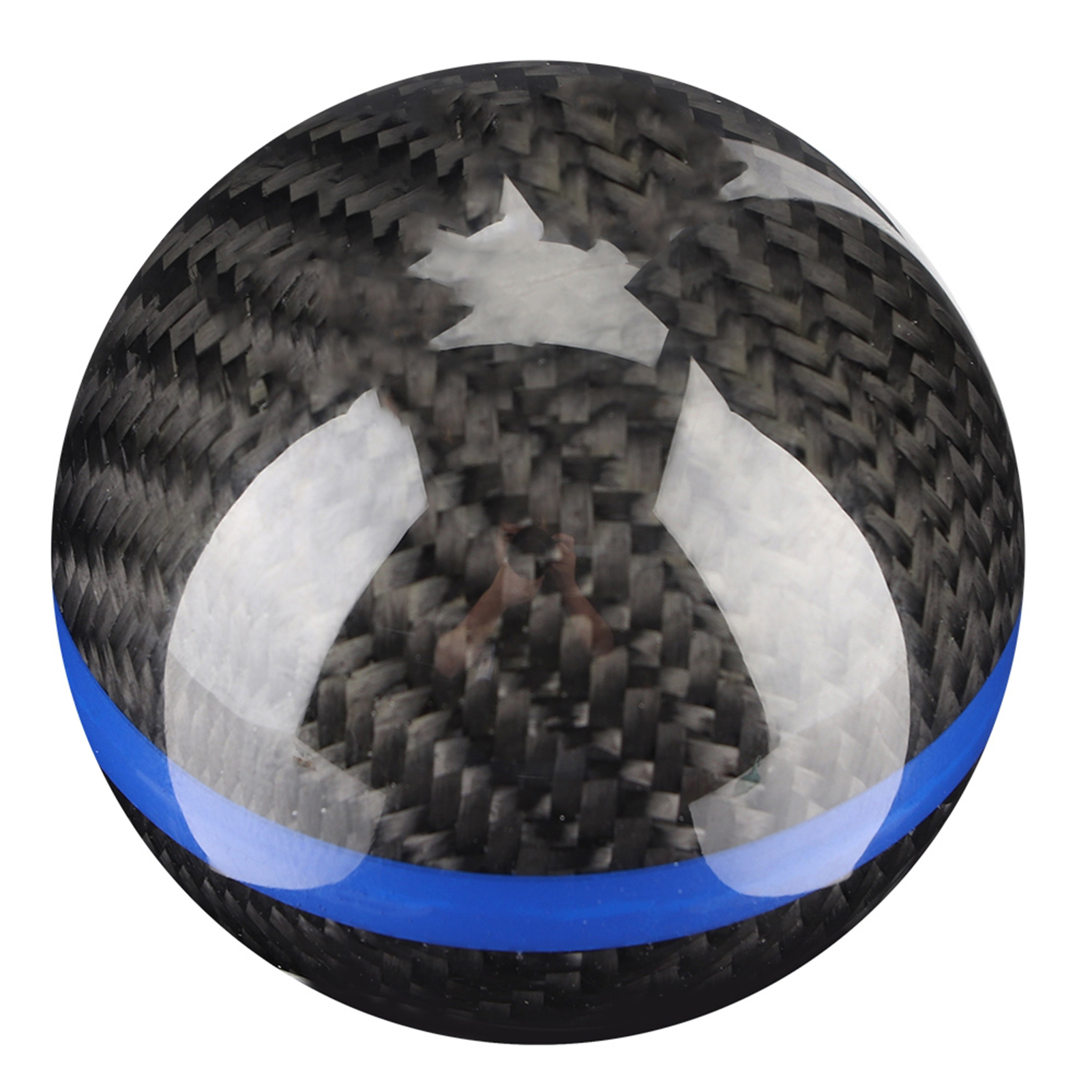 Universeller Schaltknauf Aus Kohlefaser Für 6-gang-fahrzeuge, Schwarz Mit Blauer Linie.