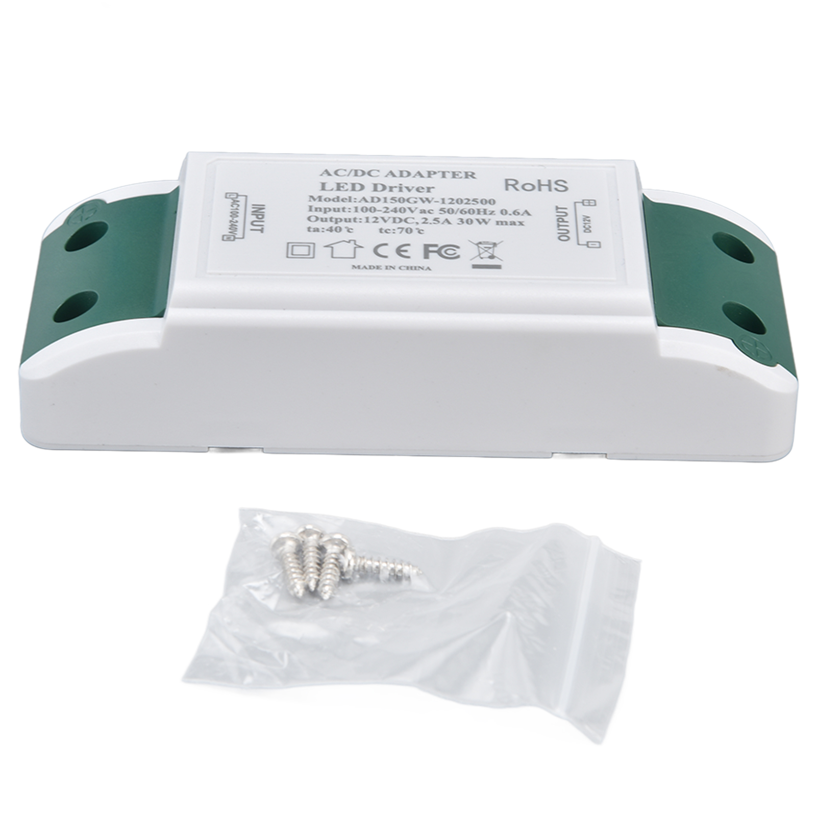 Led-treiber, Überlastschutz, Wasserdicht, 2,5 A, 30 W, Ac 100-240 V, Staubdicht, Konstantspannungs-led-lichttransformator Für Diy-lampen.