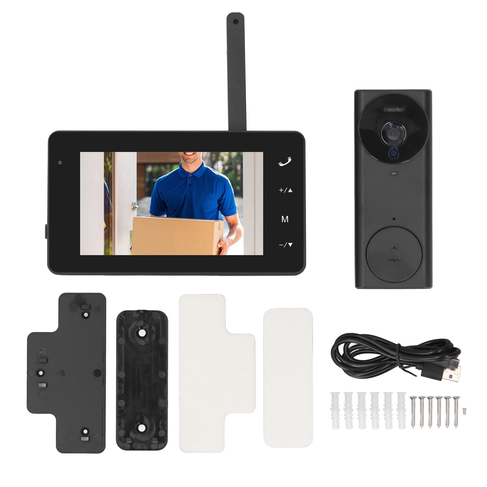 Drahtloses Video-türsprechanlagensystem, 8-megapixel-objektiv, Automatische Aufzeichnung, 170°-kamera Mit 4,3-zoll-ips-bildschirm Für Die Heimüberwachung.
