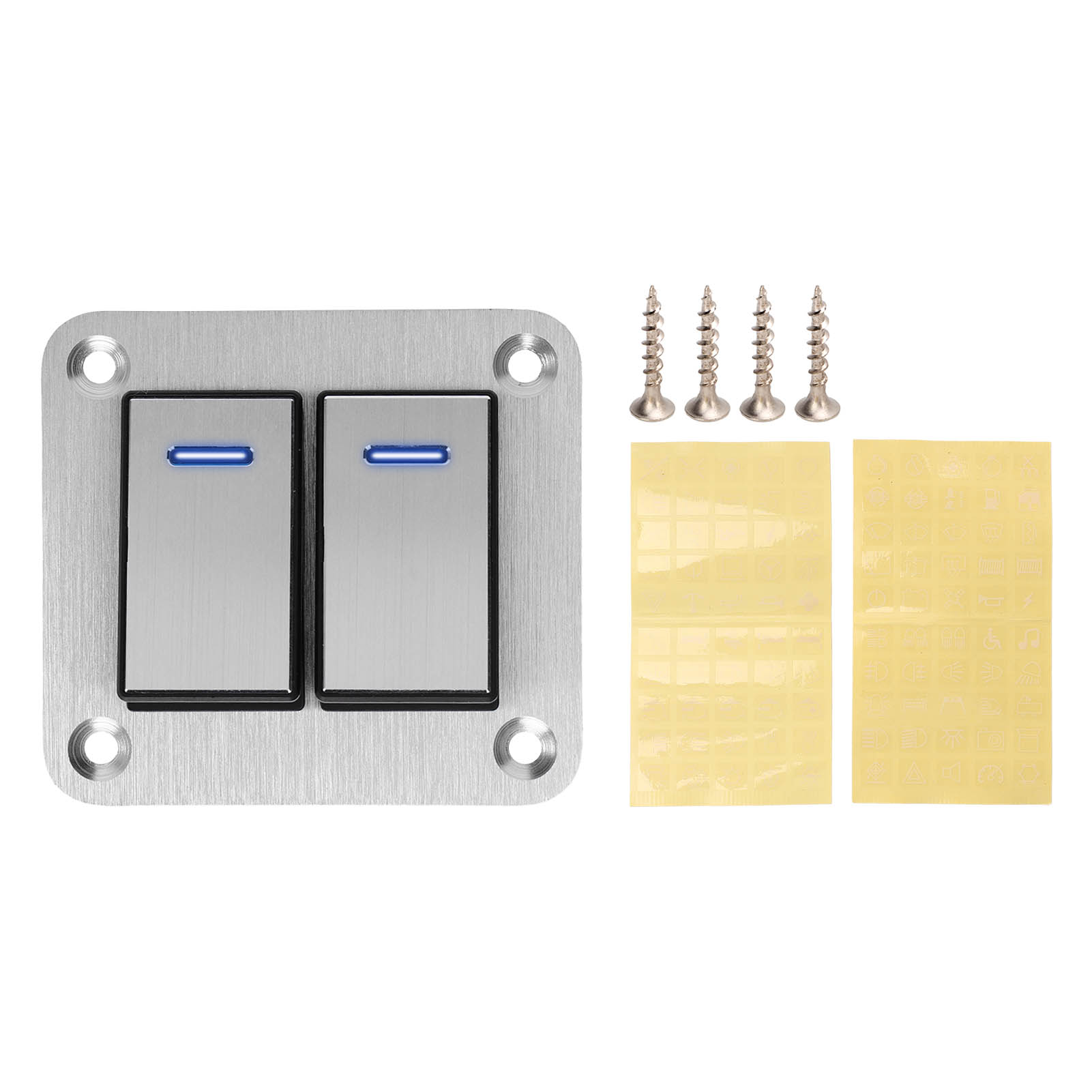 2-fach Wippschalterfeld, Blaue Led, 12v 24v, Wasserdicht, Aluminiumlegierung, Gebürstete Oberfläche, Ein/aus Für Auto, Lkw, Boot.