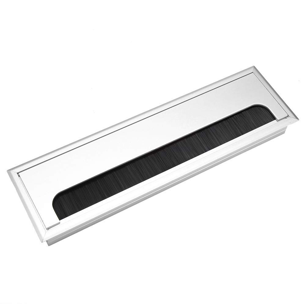 Versenkte Quadratische Aluminium-kabeltülle, Kabellochabdeckung, Schreibtisch-computerkabel, Kabelausgang, Quadratische Reihe, Einsteck-haarbürste Mit 4 Mm Dicke Für Büromanagement (größe L).