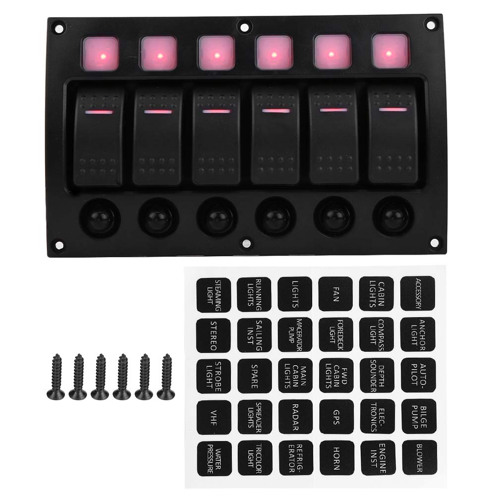 6p 12/24v Auto-boot-wohnmobil-yacht-wippschalterfeld Mit Led-anzeige Und Schutzschalter.