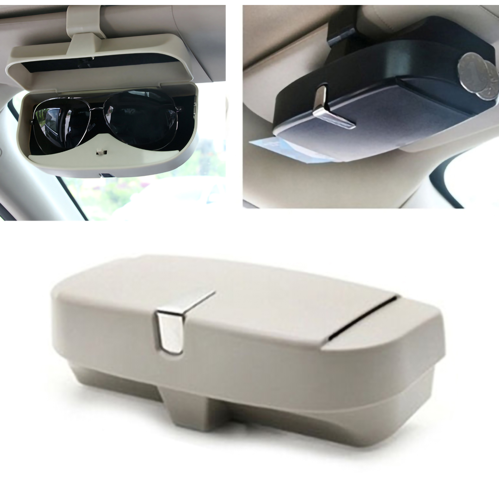 Sonnenbrillenetui Fürs Auto, Universeller Schwarzer Brillen-organizer Für Die Sonnenblende Im Auto, Tragbarer Abs-sonnenbrillenetui-halter Fürs Auto.